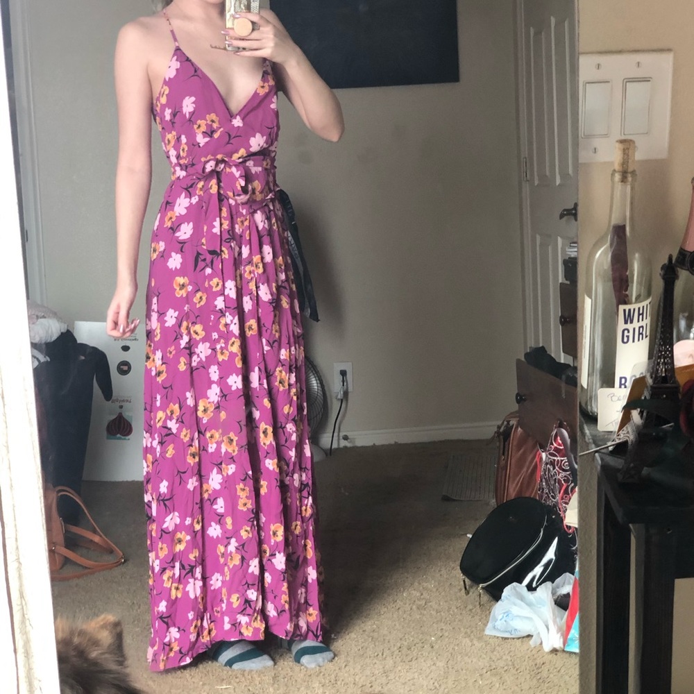 Purple Floral Summer Dress